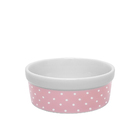 Kit Comedouro E Bebedouro De Porcelana 300ml Rosa Bolinhas