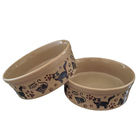 Kit Comedouro E Bebedouro De Porcelana 600ml Gato Marrom