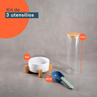 Kit Comedouro, Pá Dosadora E Pote 2l Tampa De Bambu – Oikos U