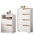 Kit Cômoda 4 Gavetas E Mesa De Cabeceira Sara 2 Gavetas Flex