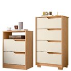 Kit Cômoda 4 Gavetas E Mesa De Cabeceira Sara 2 Gavetas Flex