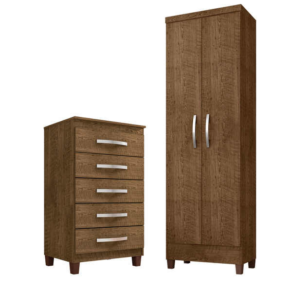 Kit Cômoda 5 Gavetas Porto Belo Com Multiuso Cairo 2 Portas M