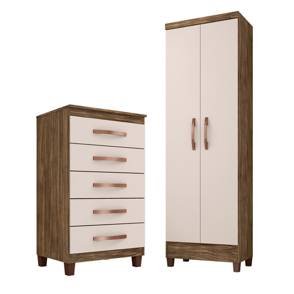 Kit Cômoda 5 Gavetas Porto Belo Com Multiuso Cairo 2 Portas T