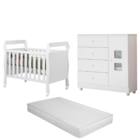 Kit Cômoda E Berço Quarto Do Bebê Infantil Colchão Incluso Br