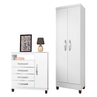 Kit Cômoda Sapateira 1 Porta 4 Gavetas Cannes Com Multiuso Eg