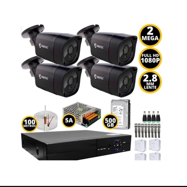 Kit Completo Com 4 Cameras De Segurança E Monitoramento Full