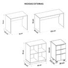 Kit Completo Conjunto Escritório 4 Peças Cubic Cinza Caemmun