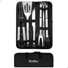 Kit Completo De Churrasco 9 Peças Em Aço Inox Com Bolsa Preta