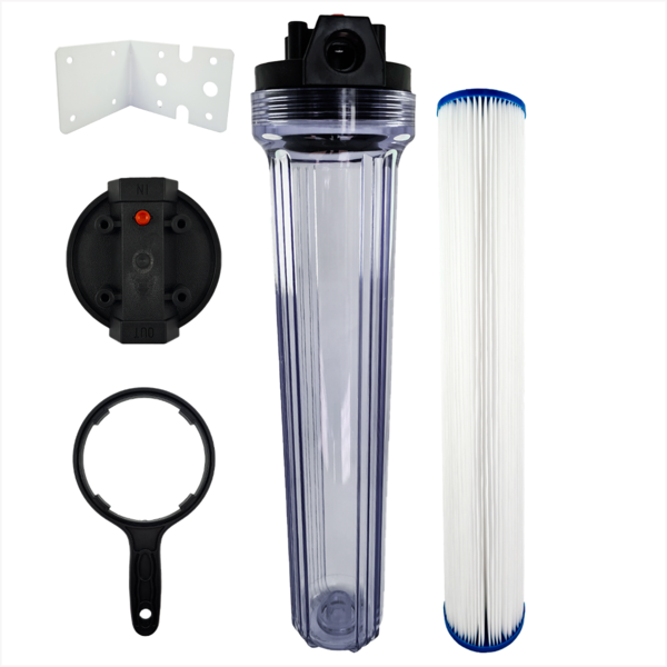 Kit Completo Filtro Transparente 20'' Refil Plissado Lavável