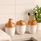 Kit Completo P/ Banheiro 4 Pçs Lixeira Porta Escova Sabonete