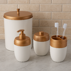 Kit Completo P/ Banheiro 4 Pçs Lixeira Porta Escova Sabonete