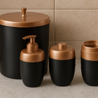 Kit Completo P/ Banheiro 4 Pçs Lixeira Porta Escova Sabonete