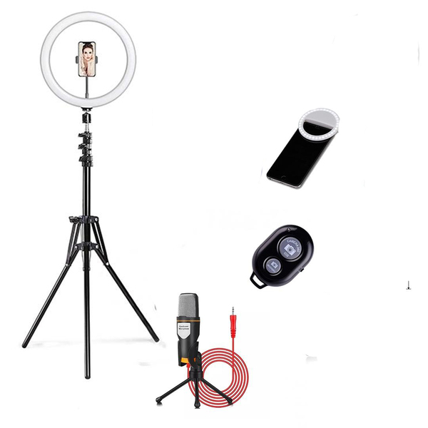 Kit Completo Ring Light 12" + Tripé 1,5m + Mini Ring Light +