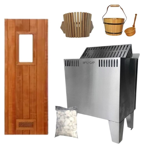 Kit Completo Sauna Seca Elétrica 12kw Impercap - Até 30m³ - 2