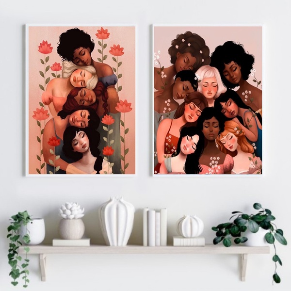 Kit Composição 2 Quadros Viva A Diversidade Racial 45x34cm Mo