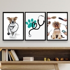 Kit Composição 3 Quadros Clinica Veterinária Pet Shop 45x34cm