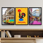 Kit Composição 3 Quadros Decorativos Portugal 33x24cm - Com V