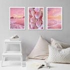 Kit Composição 3 Quadros Fotografias Praia Mar Rosa 33x24cm M