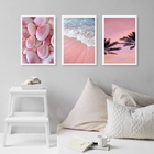 Kit Composição 3 Quadros Fotos Praia Rosa 33x24cm Moldura:mad