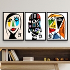 Kit Composição 3 Quadros Mulheres Coloridas Abstrato 24x18cm