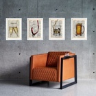 Kit Composição 4 Quadros Vintage Bar - Bebidas 33x24cm Moldur