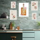 Kit Composição 5 Quadros Cozinha Vintage - Flores Moldura Bra