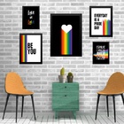 Kit Composição 5 Quadros Decorativos Lgbt Moldura:madeira Pre