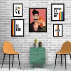 Kit Composição 5 Quadros Lgbt - Gay Moldura:madeira Preta