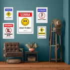 Kit Composição 5 Quadros Placas Evangélicas - Com Vidro Moldu