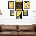 Kit Composição 6 Quadros Artes Bauhaus Preto E Amarelo Moldur
