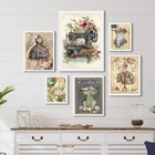 Kit Composição 6 Quadros Atelier Costura Moldura:madeira Bran