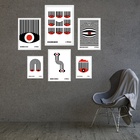 Kit Composição 6 Quadros Bauhaus Preto E Vermelho - Olhos Mol