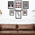 Kit Composição 6 Quadros Bauhaus Preto E Vermelho - Olhos Mol