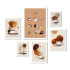 Kit Composição 6 Quadros Café De Todo Tipo - Com Vidro Moldur