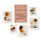 Kit Composição 6 Quadros Café Quentinho Moldura Preta