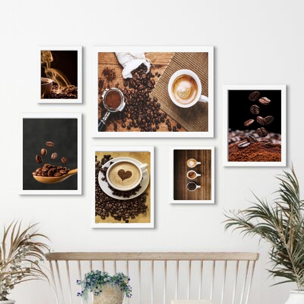 Kit Composição 6 Quadros Decorativos Fotografias De Café Mold