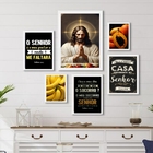 Kit Composição 6 Quadros Evangélicos Para Cozinha - Com Vidro