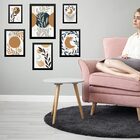 Kit Composição 6 Quadros Luas Boho - Com Vidro Moldura Preta