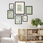 Kit Composição 6 Quadros Matisse Bege E Verde - Com Vidro Mol