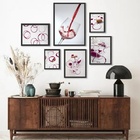 Kit Composição 6 Quadros Minimalistas Vinho - Com Vidro Moldu