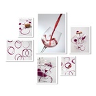Kit Composição 6 Quadros Minimalistas Vinho Moldura Preta