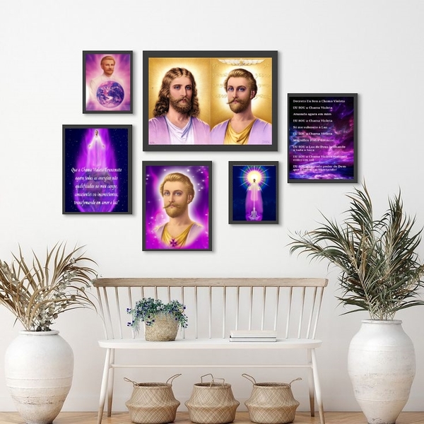 Kit Composição 6 Quadros Saint Germain - Chama Violeta Moldur