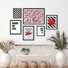 Kit Composição 6 Quadros São Paulo Preto Vermelho Branco Mold