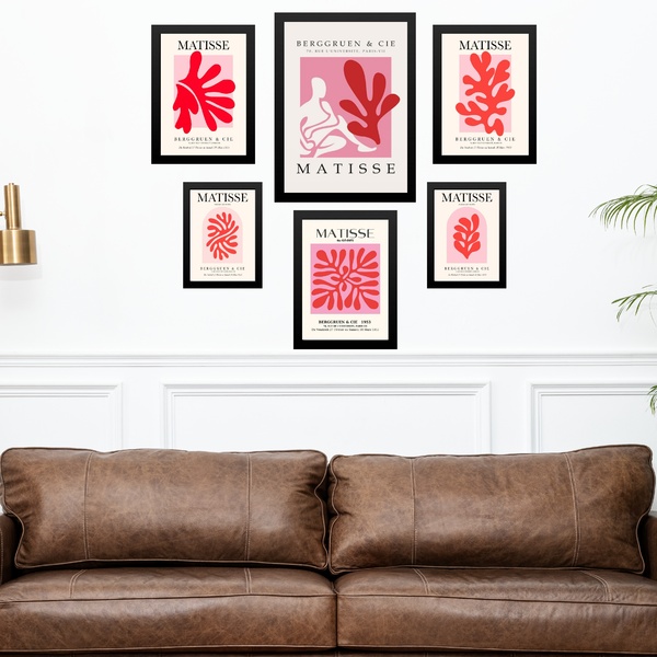 Kit Composição 6 Quadros Vermelho E Rosa Matisse - Corais Mol