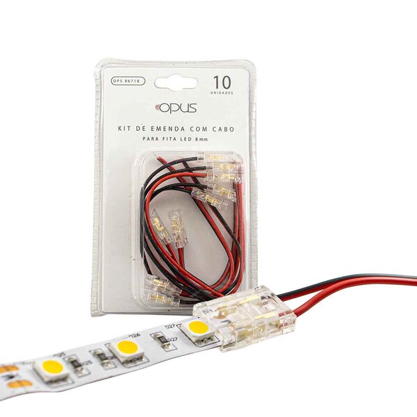 Kit Conector Emenda Com Cabo C/ 10 Un P/ Fita Led 10mm 86732