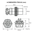 Kit Conector Mike Circular Macho 5 Vias 10 Peças
