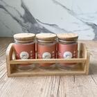 Kit Conjunto 2 Galheteiros Suporte Porta Tempero De Bambu 22x