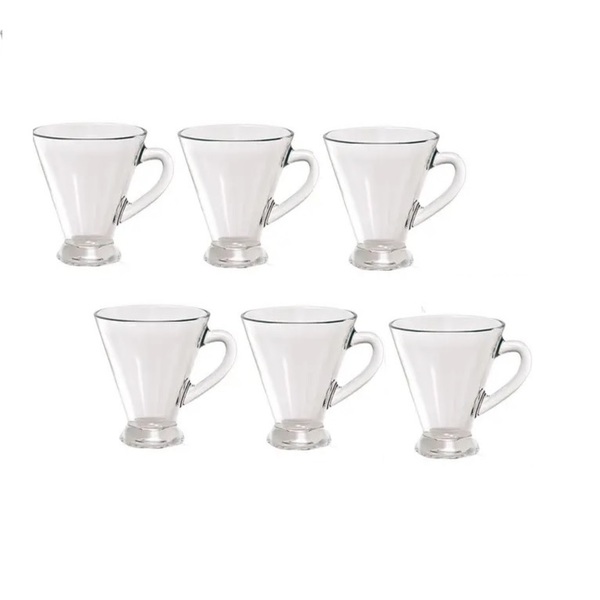Kit Conjunto 6 Caneca Conica Xicara De Vidro Para Cafe Cha Ca