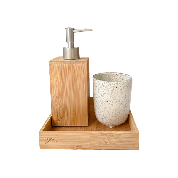 Kit Conjunto Banheiro Lavabo 3 Peças Com Bandeja Quadrada