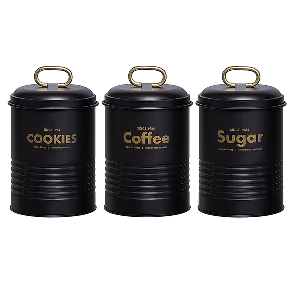 Kit Conjunto De Potes Porta Mantimentos Lata Decorativo Indus